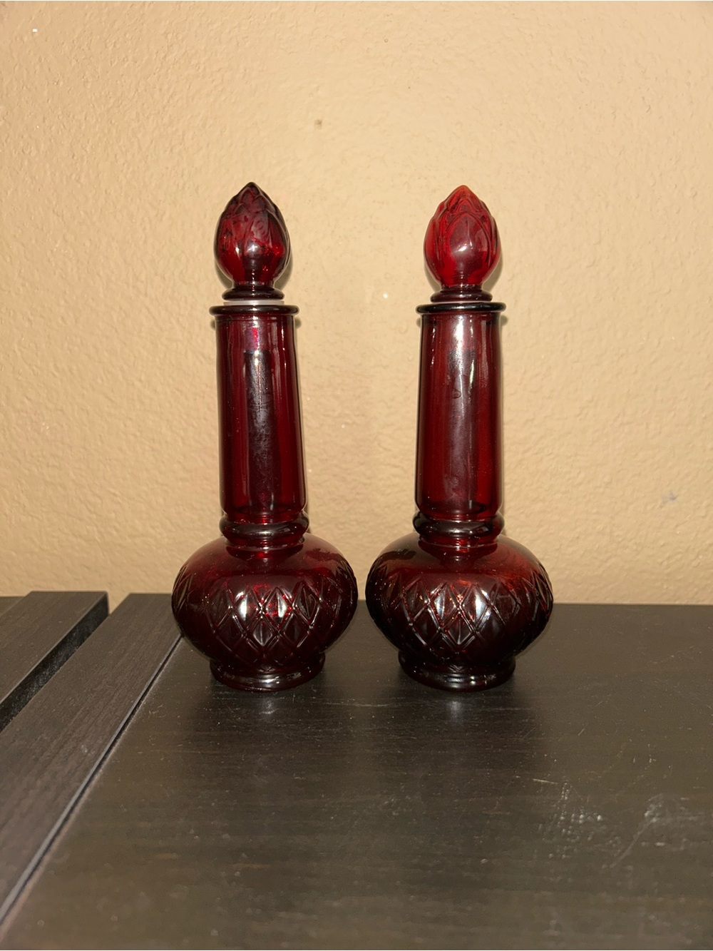 Vintage Avon Topaz & Occur Cologne Ruby Red Candle Shaped Perfume Bottle Empty
